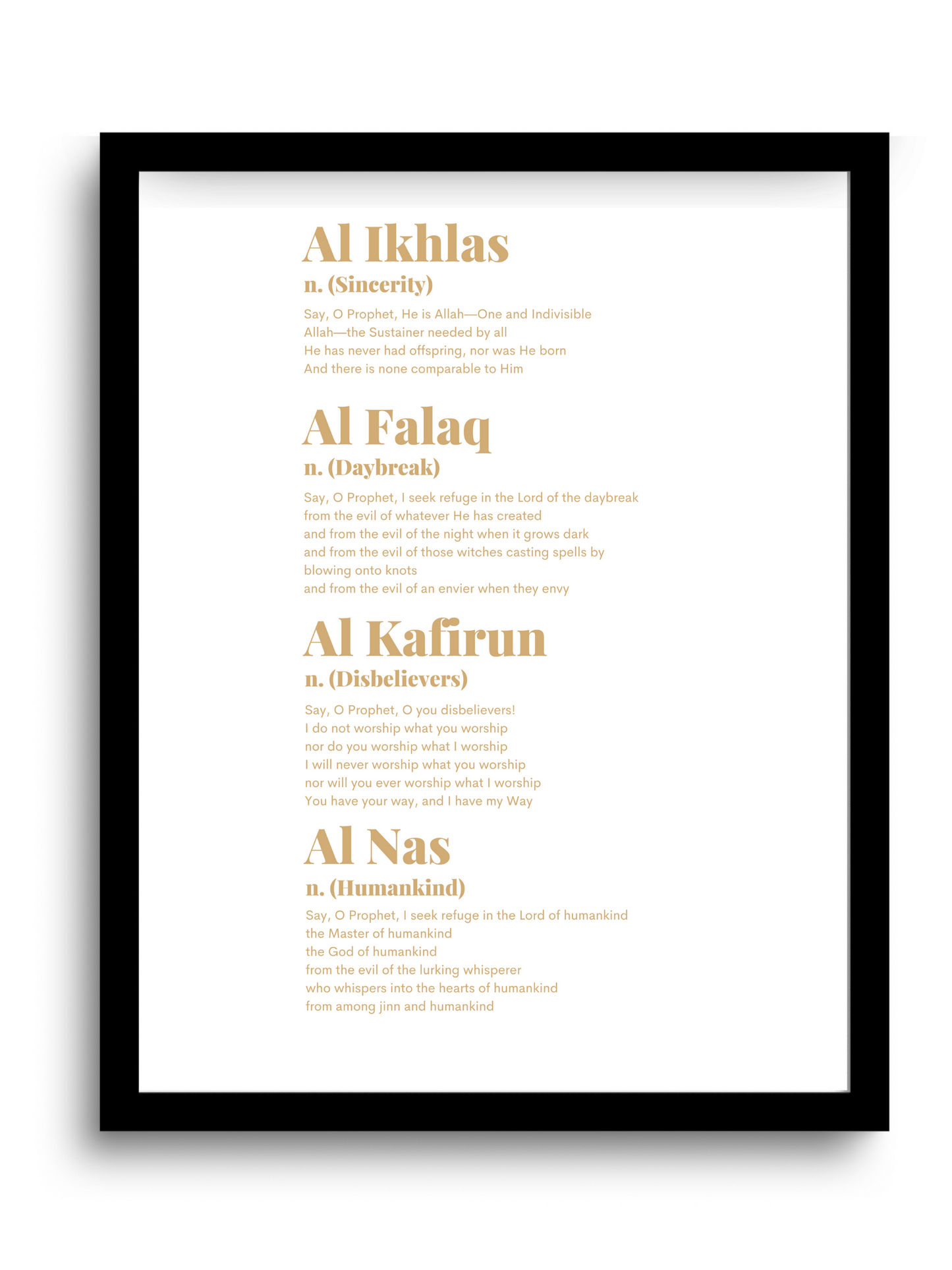 Four “QULs” | Quran | English Translation | White