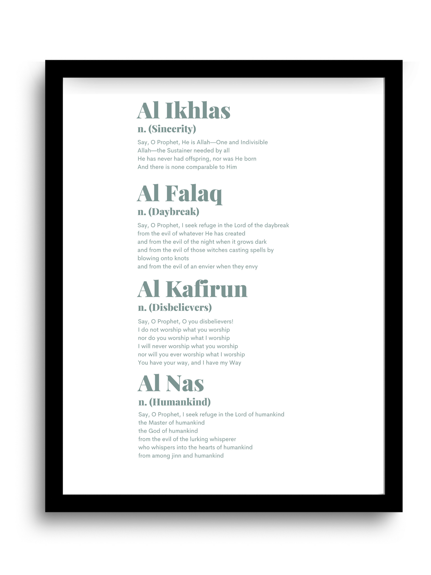Four “QULs” | Quran | English Translation | Blue