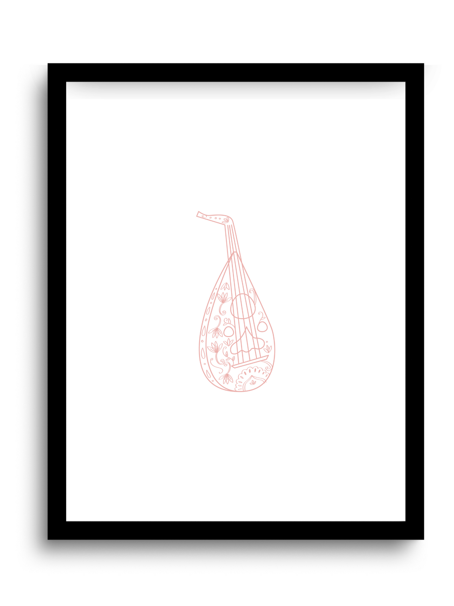 Oud Musical Instrument | Wall Art | Pink