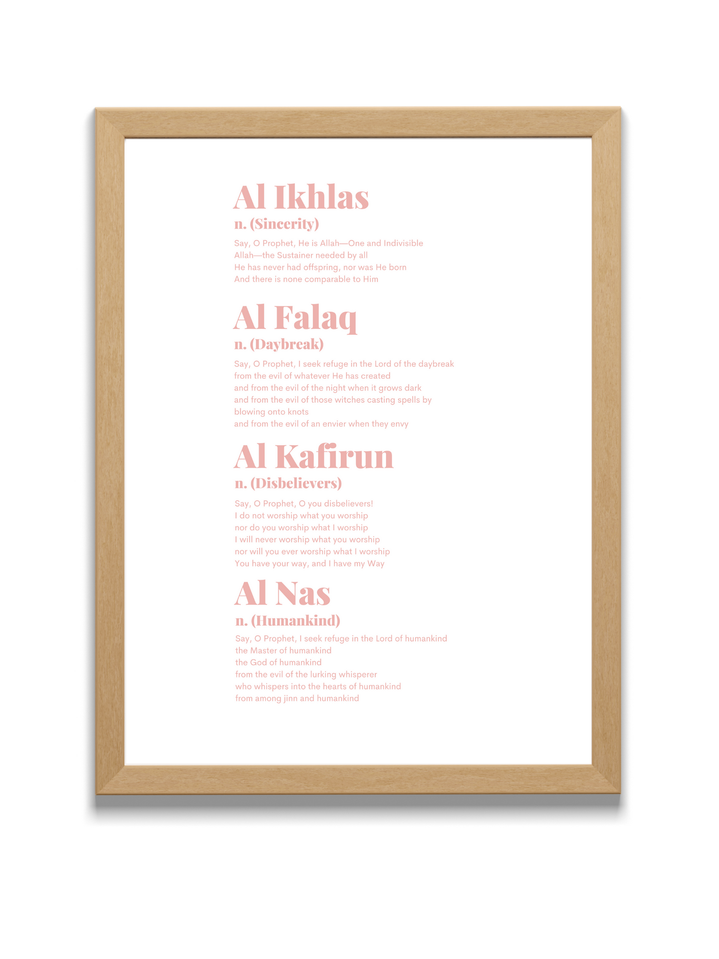 Four “QULs” | Quran | English Translation | Pink