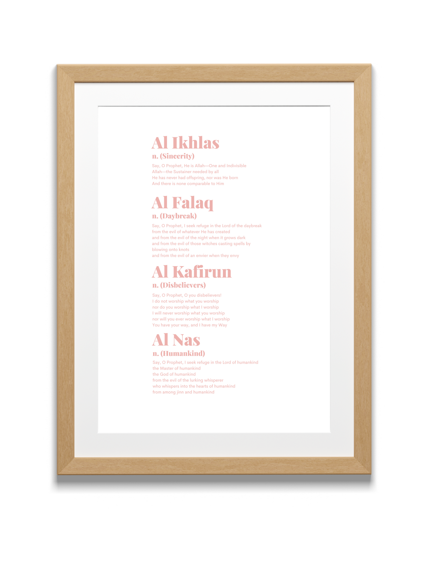Four “QULs” | Quran | English Translation | Pink