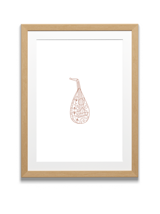 Oud Musical Instrument | Wall Art | Beige
