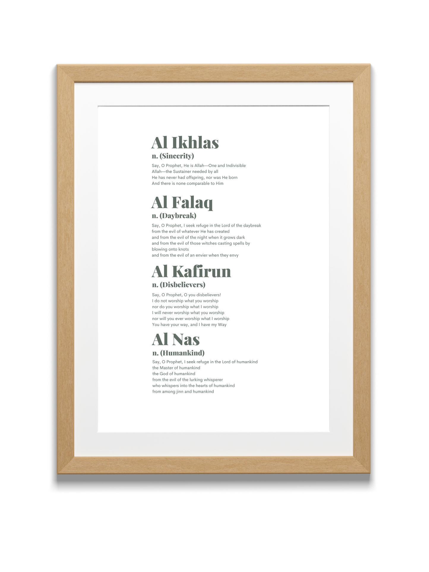 Four “QULs” | Quran | English Translation | Green