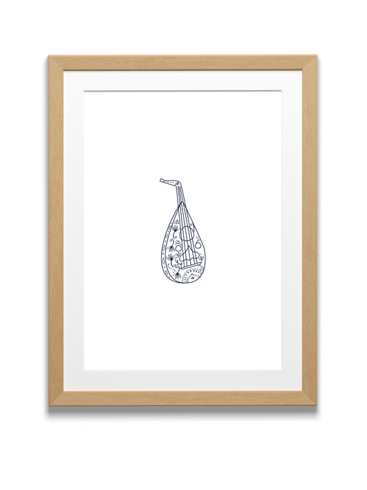 Oud Musical Instrument | Wall Art | Blue