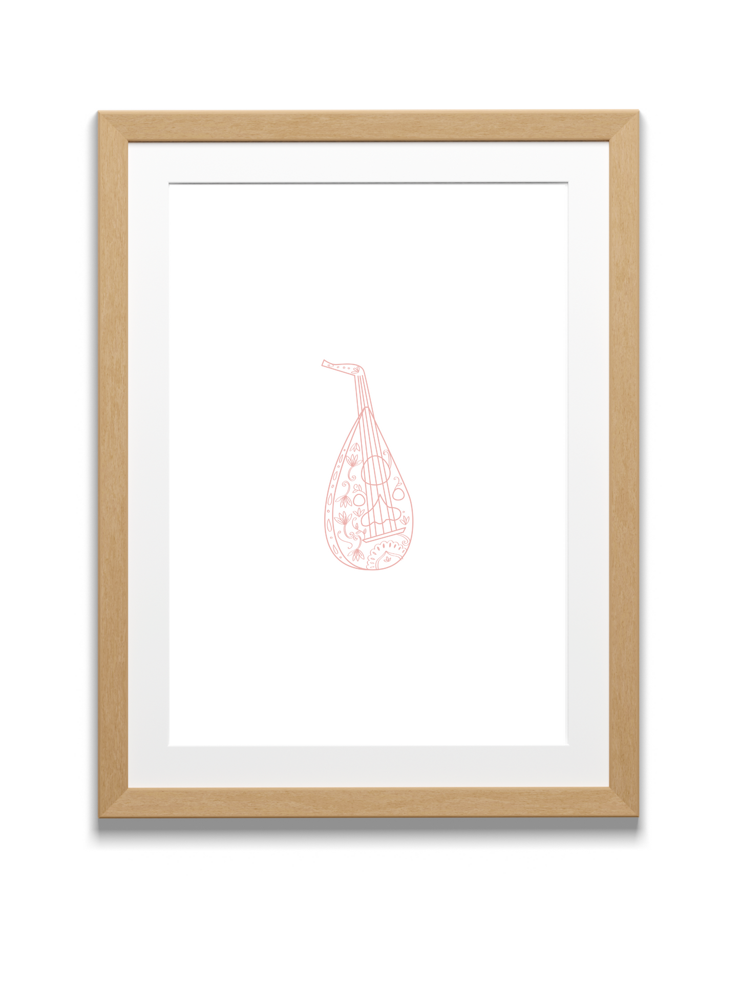Oud Musical Instrument | Wall Art | Pink