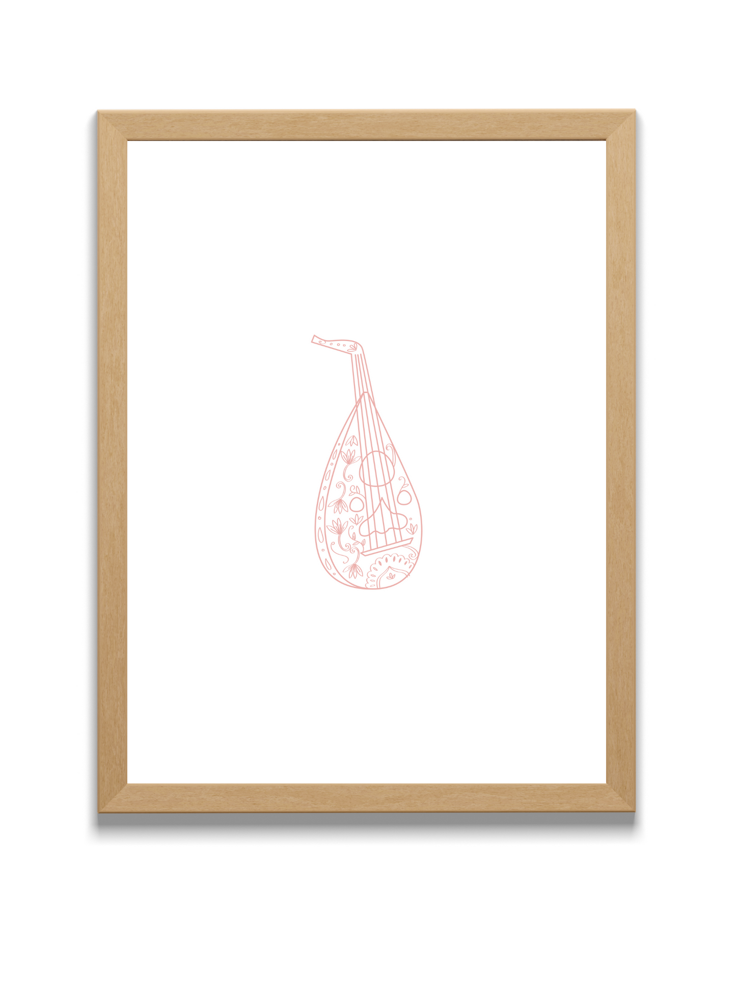 Oud Musical Instrument | Wall Art | Pink
