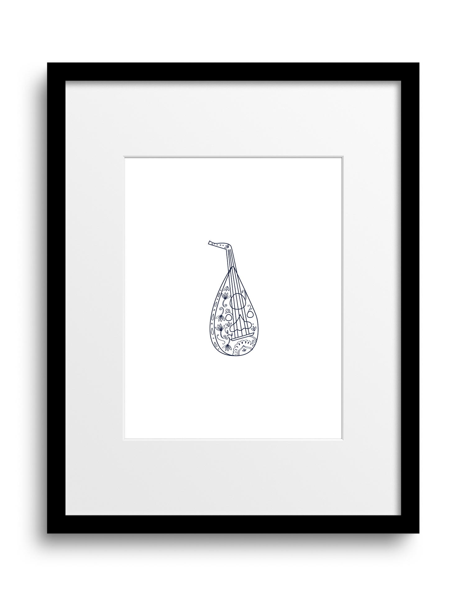 Oud Musical Instrument | Wall Art | Blue