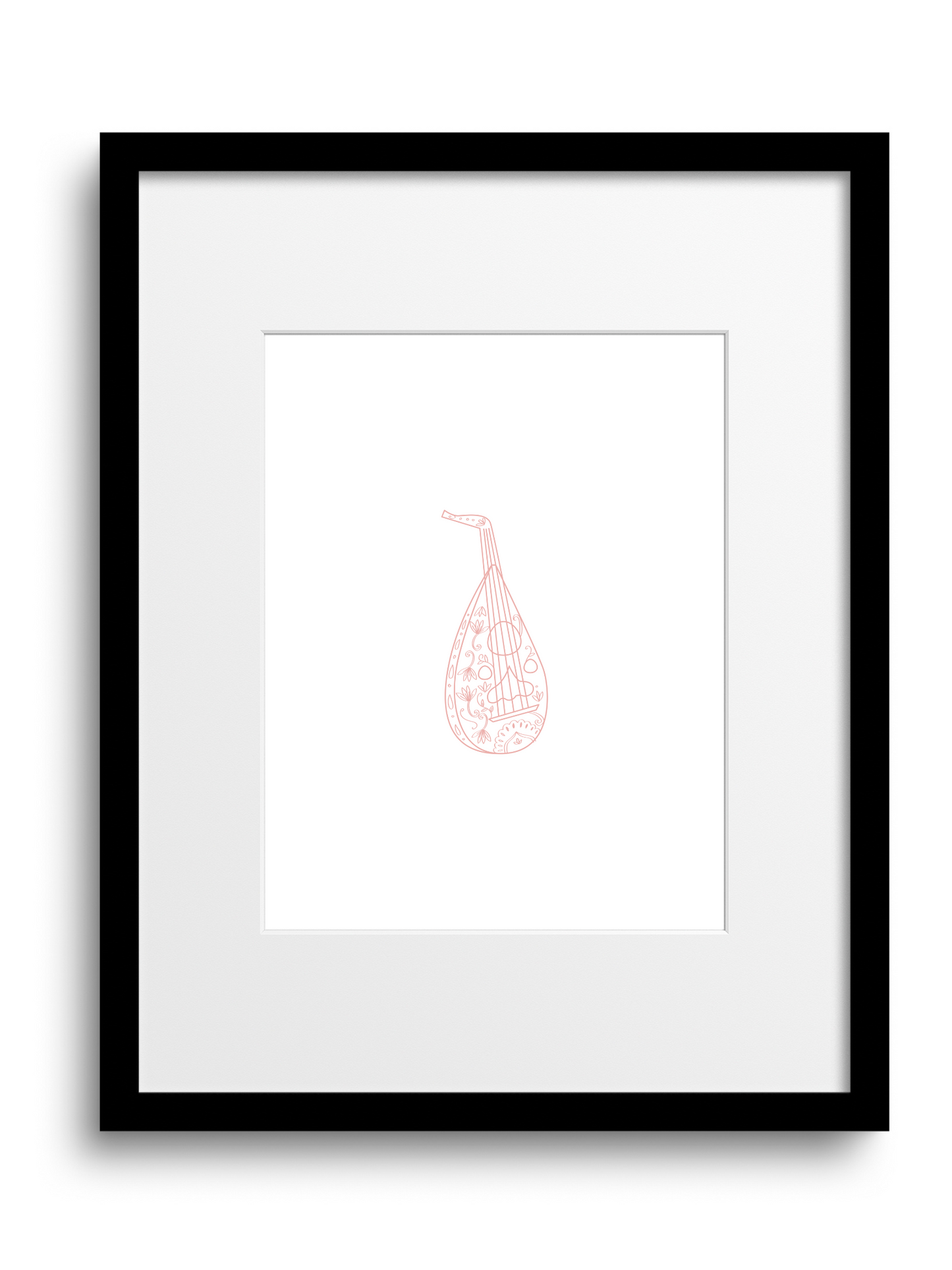 Oud Musical Instrument | Wall Art | Pink