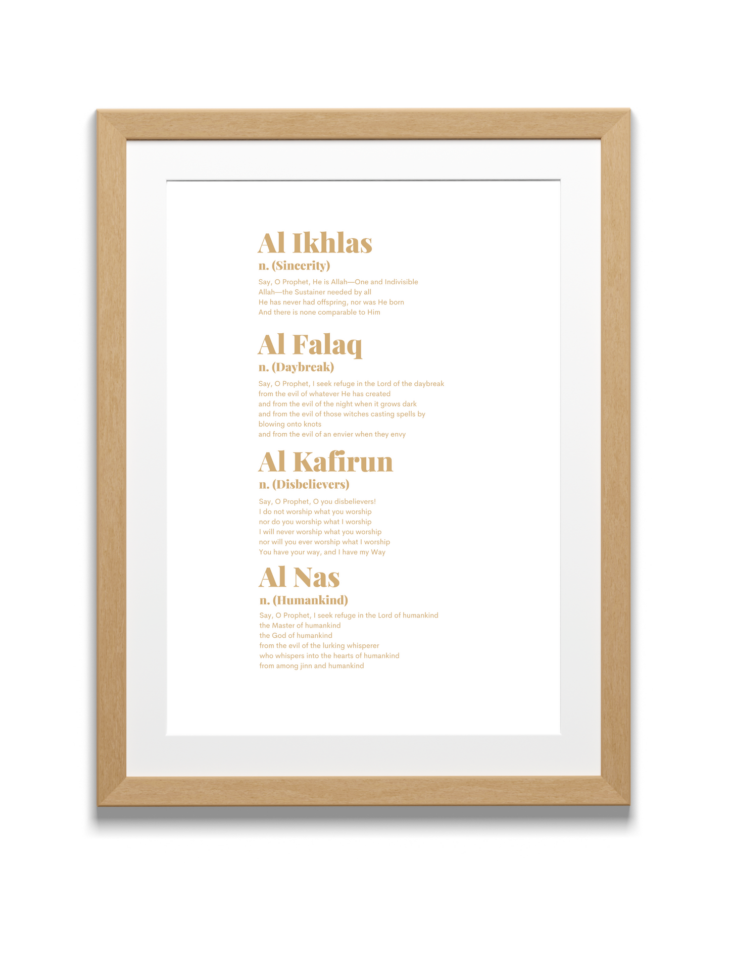 Four “QULs” | Quran | English Translation | White