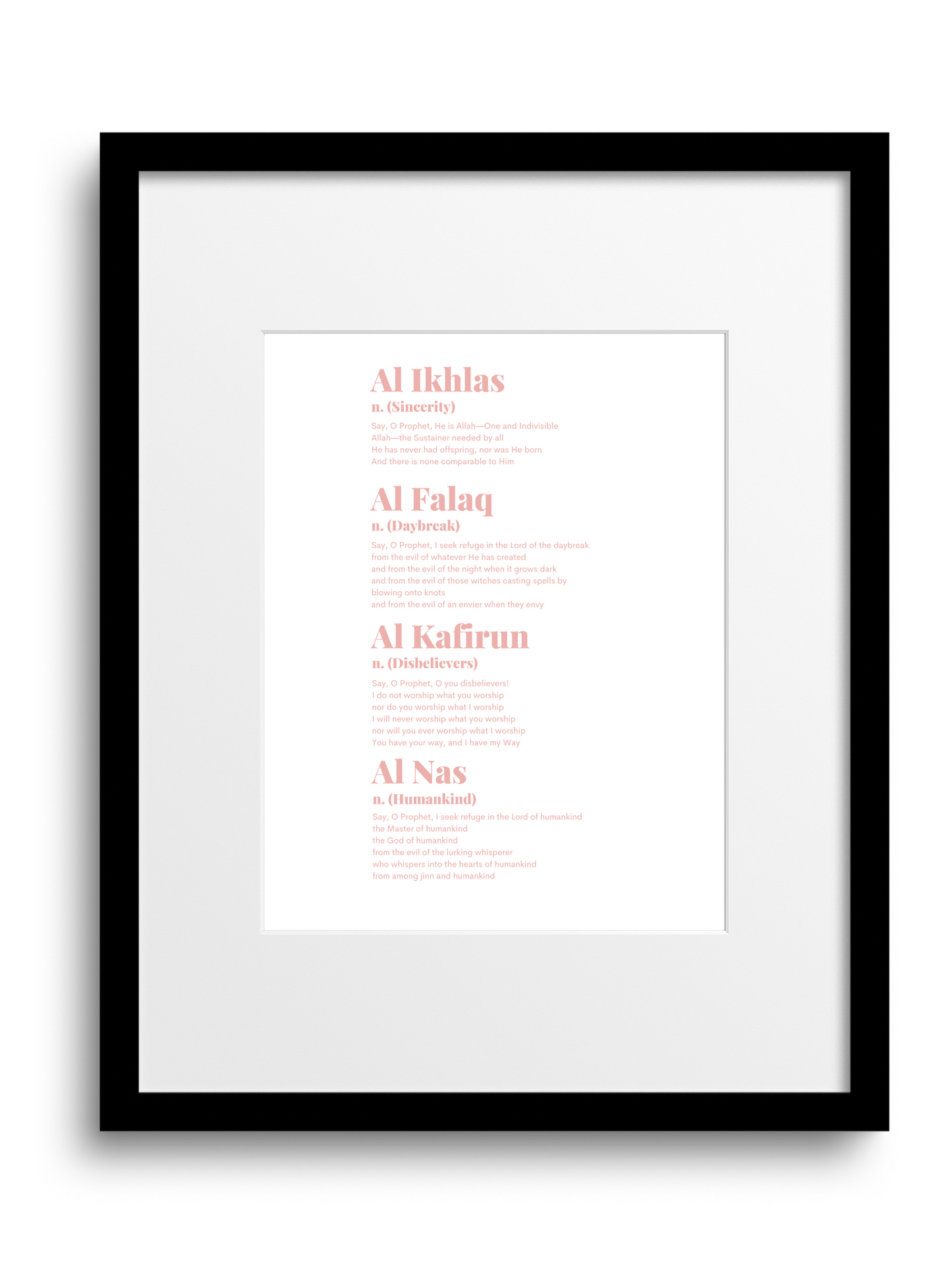 Four “QULs” | Quran | English Translation | Pink