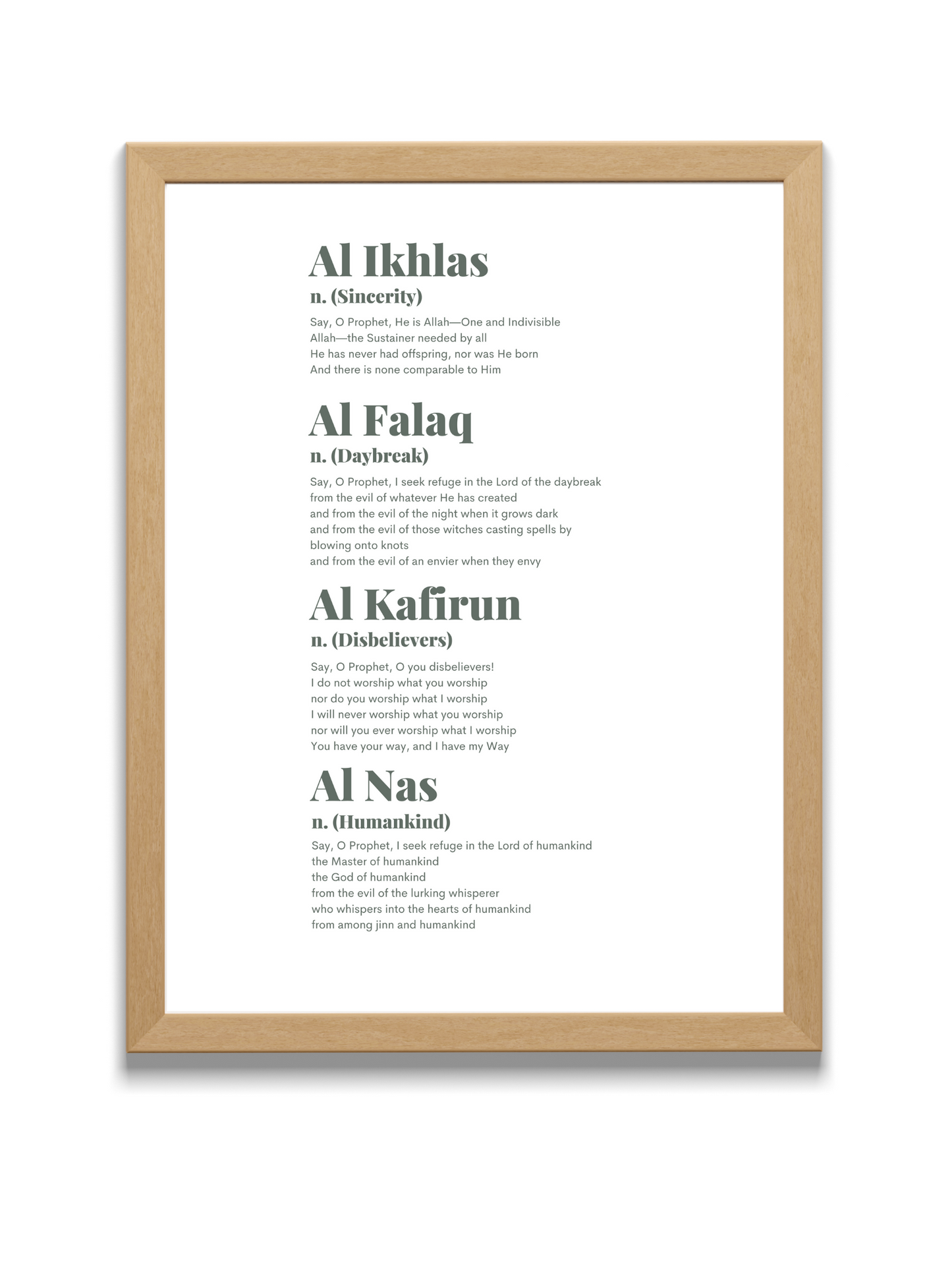 Four “QULs” | Quran | English Translation | Green